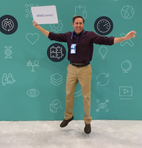 Alan Forbes jumping in joy at the IBM Connect conference