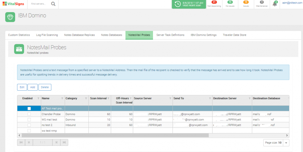 IBM Notes Mail Probes